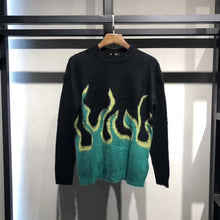 Load image into Gallery viewer, DUYOU 2019 Autumn Winter New Men Sweater Slim Fit Flame Print Pullover Mens Knitted Sweater Male Fashion for Women