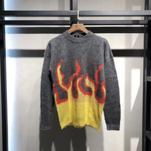 Load image into Gallery viewer, DUYOU 2019 Autumn Winter New Men Sweater Slim Fit Flame Print Pullover Mens Knitted Sweater Male Fashion for Women