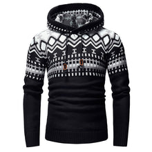 Load image into Gallery viewer, 2019 New Print Personality Hooded Men Knit Sweaters Male Sweater Fashion Wild Sweater Pullover For Men Thick And Warm Coat