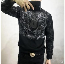 Load image into Gallery viewer, M-3XL! stagecraft    Men&#39;s bright silver hot diamond sweater 2018 personality long sleeve round collar pullover