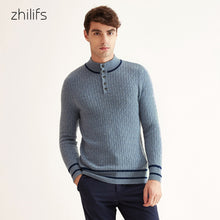 Load image into Gallery viewer, Zhilifs Half-high collar button 100% cashmere sweater male Business casual men's clothing Warm and comfortable winter knit