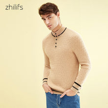 Load image into Gallery viewer, Zhilifs Half-high collar button 100% cashmere sweater male Business casual men's clothing Warm and comfortable winter knit