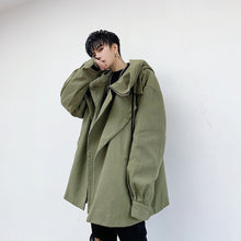 Load image into Gallery viewer, Autumn Winter Men Casual Jackets Hip Hop Gothic Warm Cotton Long Coat Man Zip Clothes Black Sweater Outerwear With Nood Coats