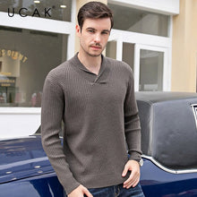Load image into Gallery viewer, UCAK Brand Sweater Men 2019 Winter Autumn Fashion Trend V-Neck Pull Homme Casual Streetwear Striped Tops Pullovers Knit U1026
