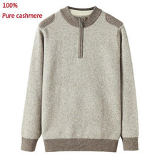 Load image into Gallery viewer, new 100% Pure Cashmere Men Clothing Semi High Necked Zipper Sweater Casual Computer Knitted Sweatercoat Thick plus size XS-5XL