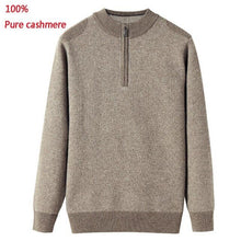 Load image into Gallery viewer, new 100% Pure Cashmere Men Clothing Semi High Necked Zipper Sweater Casual Computer Knitted Sweatercoat Thick plus size XS-5XL