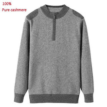 Load image into Gallery viewer, new 100% Pure Cashmere Men Clothing Semi High Necked Zipper Sweater Casual Computer Knitted Sweatercoat Thick plus size XS-5XL