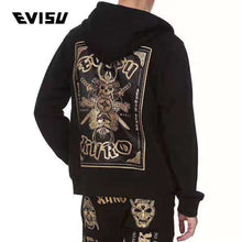 Load image into Gallery viewer, 2020 Autumn Evisu Men's Casual Zipper Hooded Sweater Warm Breathable Fashion Skeleton Pattern Long-Sleeved Lovers Jacket Trench