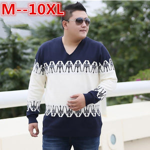 10XL 8XL 2018 The New listing Arrivals Thick Warm V-Neck Wool Sweater Men Brand-Clothing Knitted Cashmere Pullover male shirt