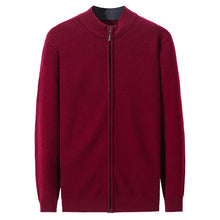 Load image into Gallery viewer, new arrival 100%cashmere knit men fashion o-neck zipper cardigan sweater solid color S-3XL retail wholesale