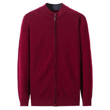 Load image into Gallery viewer, new arrival 100%cashmere knit men fashion o-neck zipper cardigan sweater solid color S-3XL retail wholesale