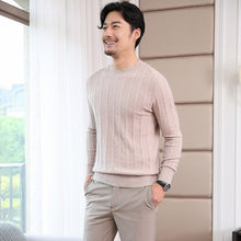 Load image into Gallery viewer, 2018 Newest Hot Sales Men's Knitted Cashmere Sweater O-collar Solid color Twist flower style Soft warmth High-quality Pullovers