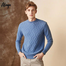 Load image into Gallery viewer, Mens Sweaters 2019 New Arrival 100 Cashmere Sweater Men Ribbed Long Sleeve Top Crew Neck Sweater Loose Knitted Pullovers Jumper