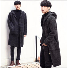 Load image into Gallery viewer, M-5XL Autumn and winter men cardigan sweater long outerwear plus size sweater male Hooded Sueter Knit Sweater Jersey Sudaderas