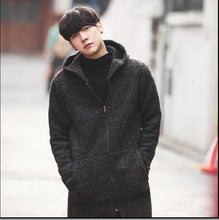Load image into Gallery viewer, M-5XL Autumn and winter men cardigan sweater long outerwear plus size sweater male Hooded Sueter Knit Sweater Jersey Sudaderas