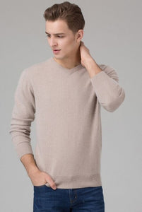 2017 Hot sale Men's Sweater 100% Pure Cashmere Knitted Winter Warm Pullovers V-neck Long Sleeve Standard Sweaters