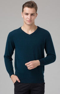 2017 Hot sale Men's Sweater 100% Pure Cashmere Knitted Winter Warm Pullovers V-neck Long Sleeve Standard Sweaters