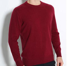 Load image into Gallery viewer, ailaile 2018 winter warm thick sweater men brand 100% pure cashmere sweater O-Neck long sleeve soft knitted formal pullover