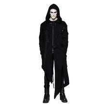 Load image into Gallery viewer, Punk Black Men's Hooded Long Sweater Coats With Stripes Worsted Detachable Cotton Jackets Darkly Casual Overcoat