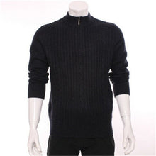 Load image into Gallery viewer, high grade 100%goat cashmere half high zipper collar knit men fashion pullover sweater H-straight light grey S/2XL