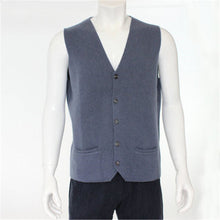 Load image into Gallery viewer, high quality 100%goat cashmere knit men fashion sleeveless thick cardigan vest sweater H-straight dark grey 6color S/2XL