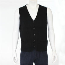Load image into Gallery viewer, high quality 100%goat cashmere knit men fashion sleeveless thick cardigan vest sweater H-straight dark grey 6color S/2XL
