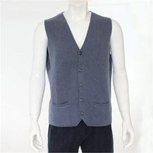 Load image into Gallery viewer, high quality 100%goat cashmere knit men fashion sleeveless thick cardigan vest sweater H-straight dark grey 6color S/2XL