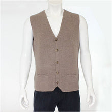 Load image into Gallery viewer, high quality 100%goat cashmere knit men fashion sleeveless thick cardigan vest sweater H-straight dark grey 6color S/2XL