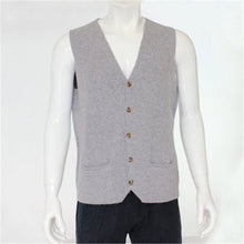 Load image into Gallery viewer, high quality 100%goat cashmere knit men fashion sleeveless thick cardigan vest sweater H-straight dark grey 6color S/2XL