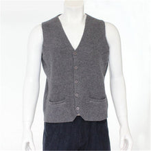 Load image into Gallery viewer, high quality 100%goat cashmere knit men fashion sleeveless thick cardigan vest sweater H-straight dark grey 6color S/2XL