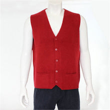 Load image into Gallery viewer, high quality 100%goat cashmere knit men fashion sleeveless thick cardigan vest sweater H-straight dark grey 6color S/2XL