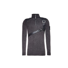 Load image into Gallery viewer, Gothic Heavy metal Studded joint Leather Pullover Sweater Steampunk Good-fitting Retro Military men Sweater PUNK RAVE M-035