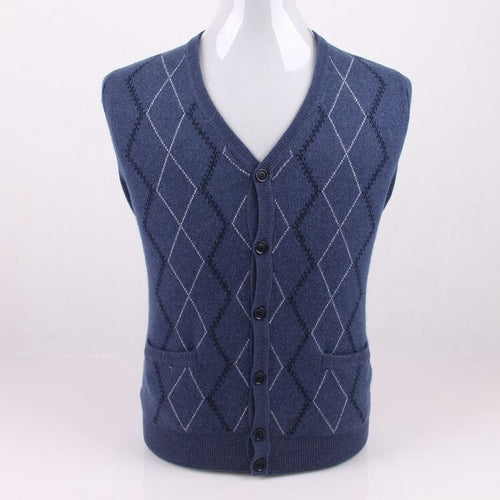 100%cashmere argyle grain thick knit men casual cardigan sweater single breasted Vneck EU/S105-4XL135 retail wholesale