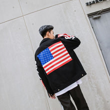 Load image into Gallery viewer, 2018 autumn dress couple jeans cowboys and men Korean version BF hooded sweater jacket Flag of the United States US M-2XL