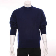 Load image into Gallery viewer, 100%goat cashmere twisted sleeve knit men fashion thick pullover sweater half high collar H-straight blue S/2XL