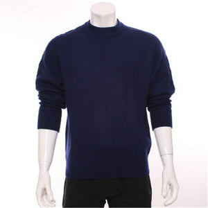 100%goat cashmere twisted sleeve knit men fashion thick pullover sweater half high collar H-straight blue S/2XL