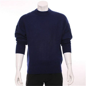 100%goat cashmere twisted sleeve knit men fashion thick pullover sweater half high collar H-straight blue S/2XL