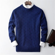 Load image into Gallery viewer, 100%cashmere twisted knit men brief  thick Oneck solid H-straight pullover sweater 5color S-2XL retail wholesale