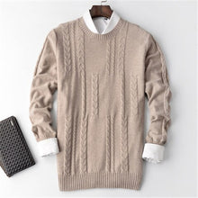 Load image into Gallery viewer, 100%cashmere twisted knit men fashion casual Oneck loose H-straight bottoming pullover sweater 5color S-2XL