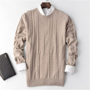 100%cashmere twisted knit men fashion casual Oneck loose H-straight bottoming pullover sweater 5color S-2XL