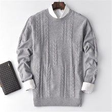 Load image into Gallery viewer, 100%cashmere twisted knit men fashion casual Oneck loose H-straight bottoming pullover sweater 5color S-2XL