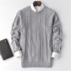 100%cashmere twisted knit men fashion casual Oneck loose H-straight bottoming pullover sweater 5color S-2XL