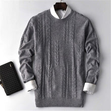Load image into Gallery viewer, 100%cashmere twisted knit men fashion casual Oneck loose H-straight bottoming pullover sweater 5color S-2XL