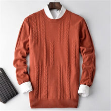 Load image into Gallery viewer, 100%cashmere twisted knit men fashion casual Oneck loose H-straight bottoming pullover sweater 5color S-2XL