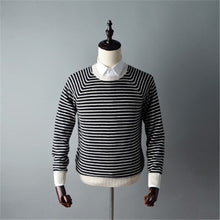 Load image into Gallery viewer, 100%cashmere Oneck knit men fashion striped H-straight pullover sweater 3color S-2XL