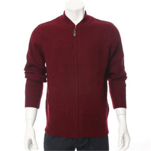 100%goat cashmere half-high collar thick knit men fashion zipper cardigan sweater H-straight grey blue 3color S-2XL