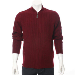 100%goat cashmere half-high collar thick knit men fashion zipper cardigan sweater H-straight grey blue 3color S-2XL