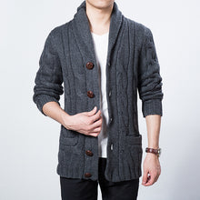 Load image into Gallery viewer, LEDINGSEN Mens Blue Knitting Wool Sweater Jacket Coat Thick Slim Fit Knitwear Grey Woolen Knitted Cardigans Brand Clothing