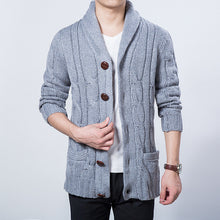 Load image into Gallery viewer, LEDINGSEN Mens Blue Knitting Wool Sweater Jacket Coat Thick Slim Fit Knitwear Grey Woolen Knitted Cardigans Brand Clothing