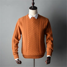 Load image into Gallery viewer, 100%goat cashmere twisted knit men smart casual Oneck thick pullover sweater solid color S-2XL